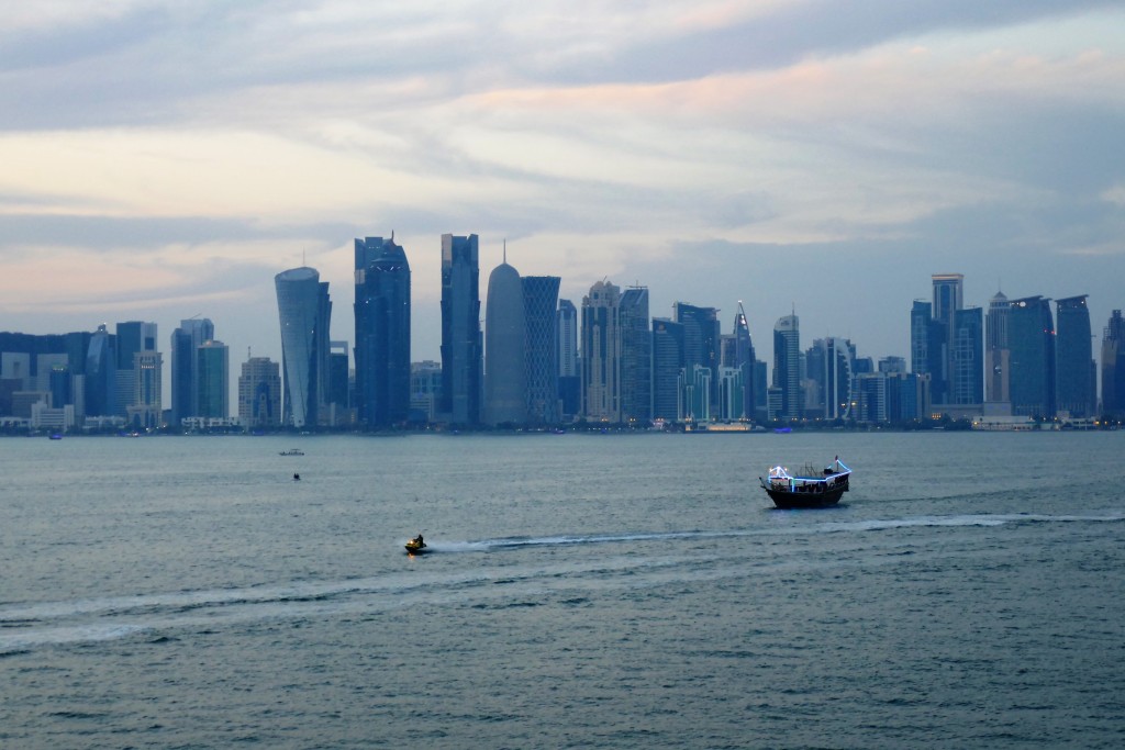 doha by night corniche